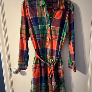 Talbots Colorful Plaid Long Sleeve Dress size 6P